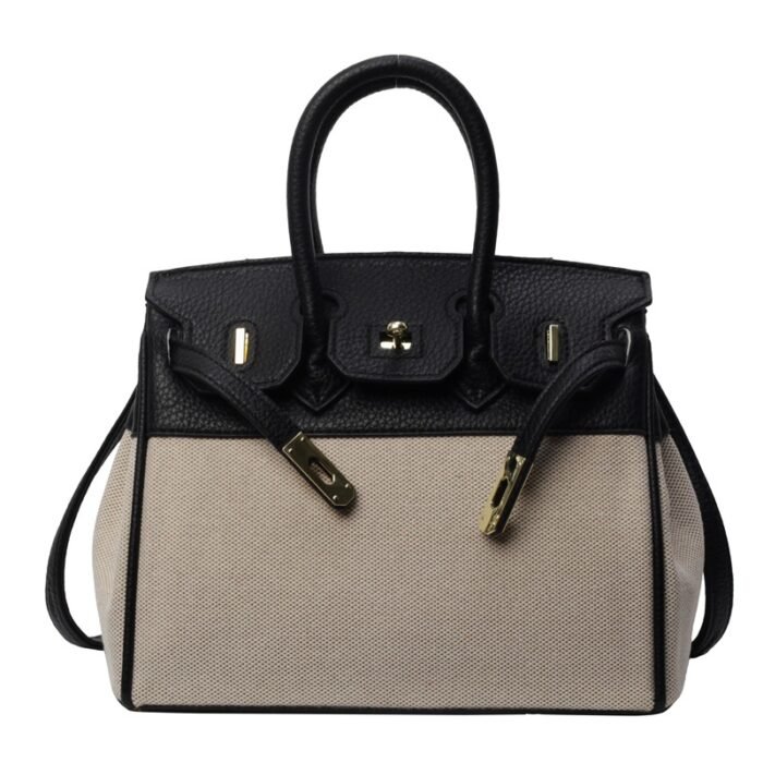 ins Internet célébrité femme sac à bandoulière 2024 nouvelle tendance sac en toile mode européenne et américaine motif galet contraste sac platine - Image 5