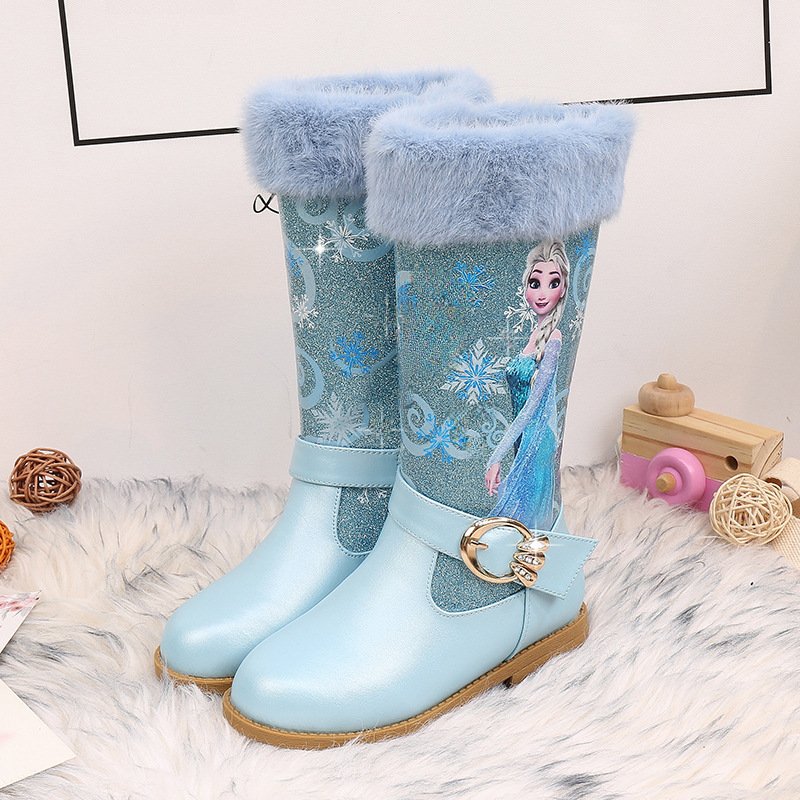Bottes de princesse pour enfants, bottes de neige polaires pour enfants d’automne et d’hiver, chaussures en coton pour petites filles, chaussures chaudes pour bébés, bottes Aisha